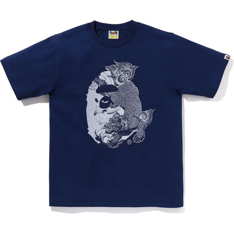 JAPANESE TATTOO BIG APE HEAD TEE NAVY